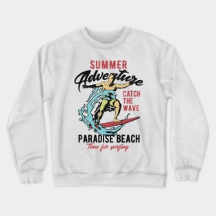 Paradise Beach summer surfer design vintage Crewneck Sweatshirt